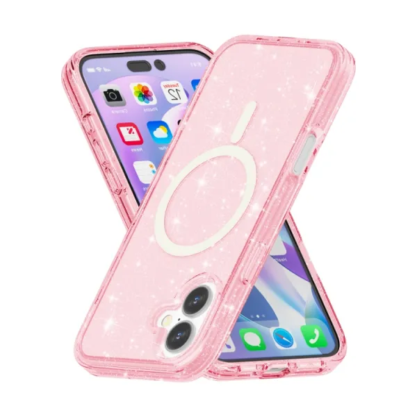 GLITTER MAGSAFE Ochranný kryt pre Apple iPhone 16 Plus ružový