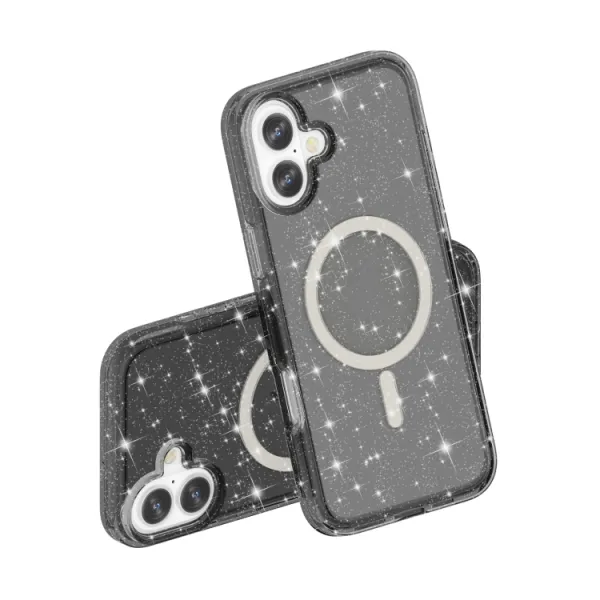 GLITTER MAGSAFE Ochranný kryt pre Apple iPhone 16 Plus čierny