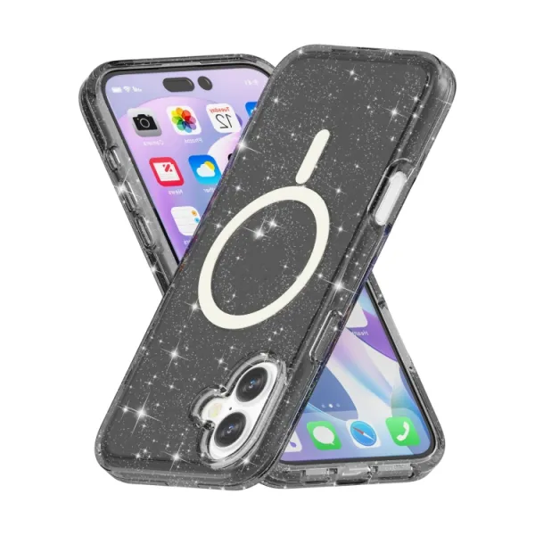 GLITTER MAGSAFE Ochranný kryt pre Apple iPhone 16 Plus čierny