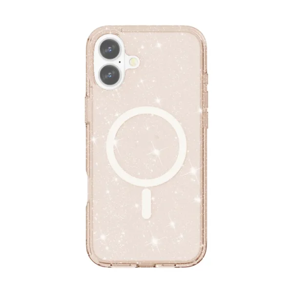 GLITTER MAGSAFE Ochranný kryt pre Apple iPhone 16 Plus lososovo ružový