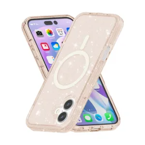 GLITTER MAGSAFE Ochranný kryt pre Apple iPhone 16 Plus lososovo ružový