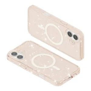 GLITTER MAGSAFE Ochranný kryt pre Apple iPhone 16 Plus lososovo ružový