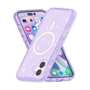 GLITTER MAGSAFE Ochranný kryt pre Apple iPhone 16 Plus fialový