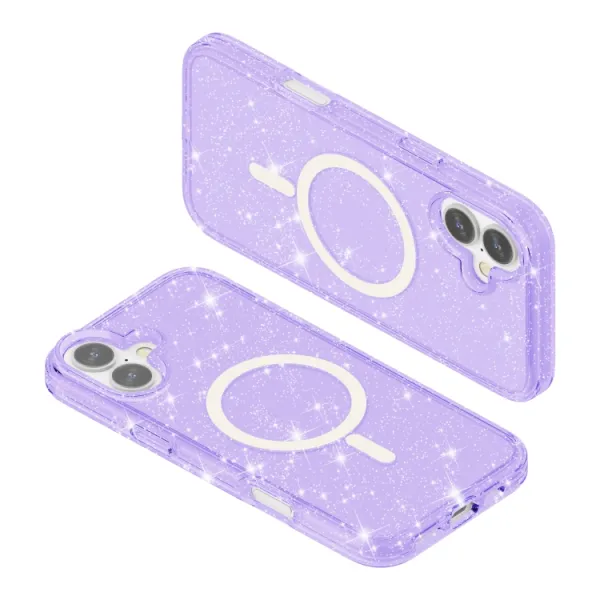 GLITTER MAGSAFE Ochranný kryt pre Apple iPhone 16 Plus fialový
