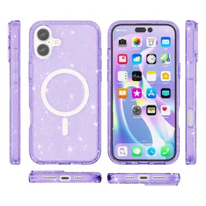 GLITTER MAGSAFE Ochranný kryt pre Apple iPhone 16 Plus fialový