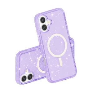 GLITTER MAGSAFE Ochranný kryt pre Apple iPhone 16 Plus fialový