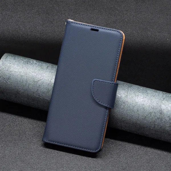 LITCHI Peňaženkové puzdro pre Apple iPhone 16 Plus tmavomodré