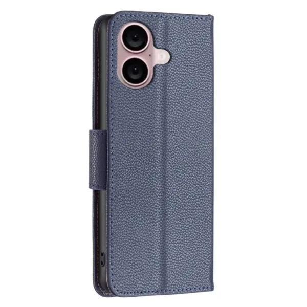 LITCHI Peňaženkové puzdro pre Apple iPhone 16 Plus tmavomodré
