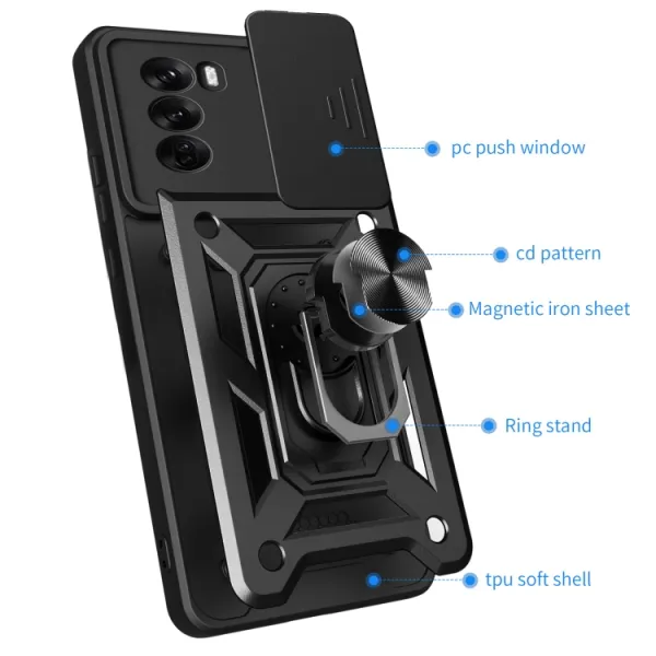 RING CAMERA Kryt s držiakom pre Oppo Reno12 Pro 5G modrý