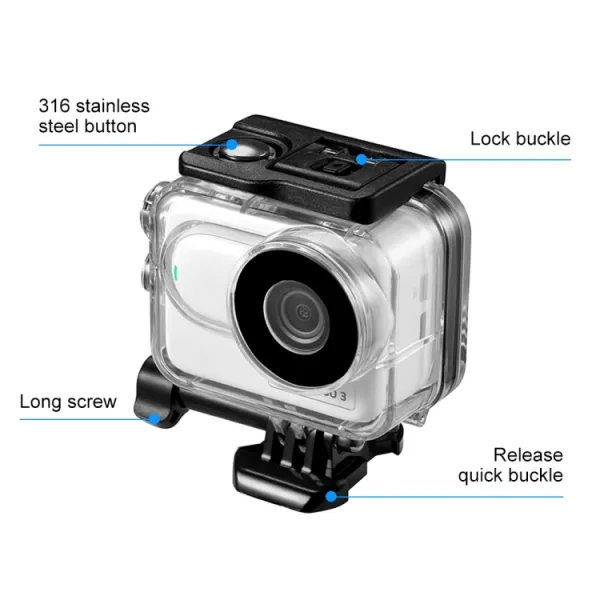 PULUZ 60M Vodotesný obal pre Insta360 GO 3 / Insta360 GO 3S priehľadný