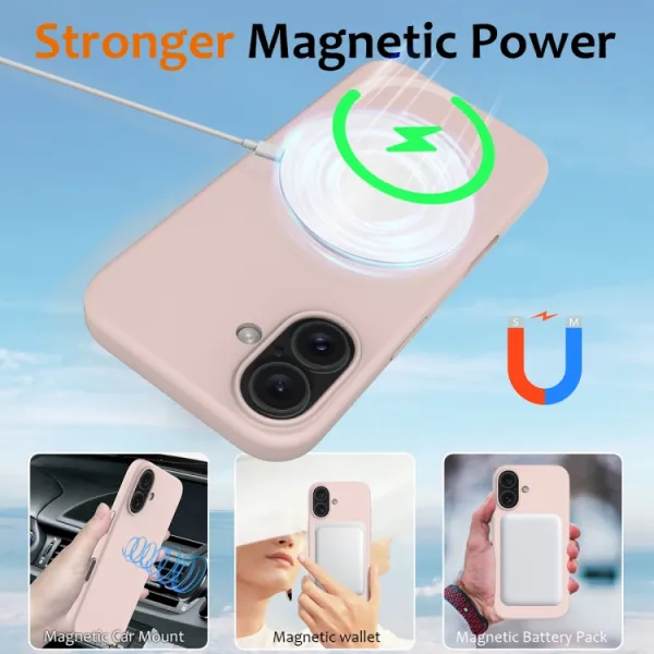 RUBBER MAGSAFE Silikónový kryt pre Apple iPhone 16 svetloružový