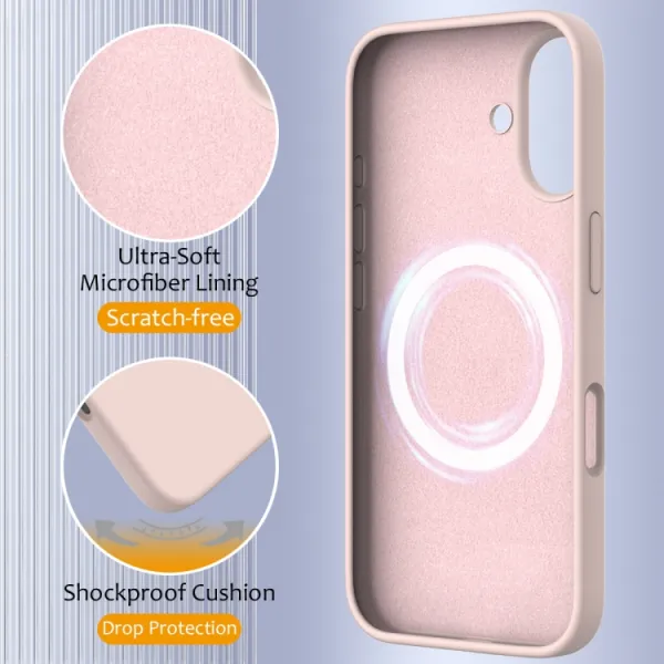RUBBER MAGSAFE Silikónový kryt pre Apple iPhone 16 svetloružový