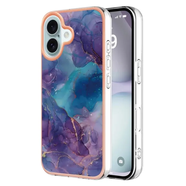 IMD MARBLE Ochranný kryt pre Apple iPhone 16 Plus BLUE PURPLE