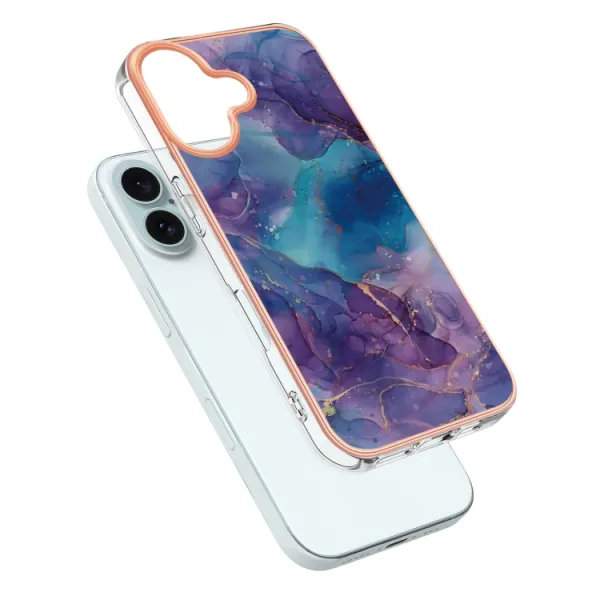 IMD MARBLE Ochranný kryt pre Apple iPhone 16 Plus BLUE PURPLE