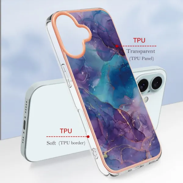 IMD MARBLE Ochranný kryt pre Apple iPhone 16 Plus BLUE PURPLE