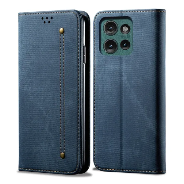 DENIM Peňaženkový kryt pre Motorola Edge 50 modrý