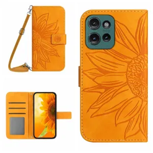 ART SUNFLOWER Peňaženkový obal so šnúrkou pre Motorola Edge 50 žltý
