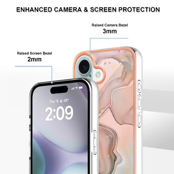 IMD MARBLE Ochranný kryt pre Apple iPhone 16 Plus ROSE GOLD