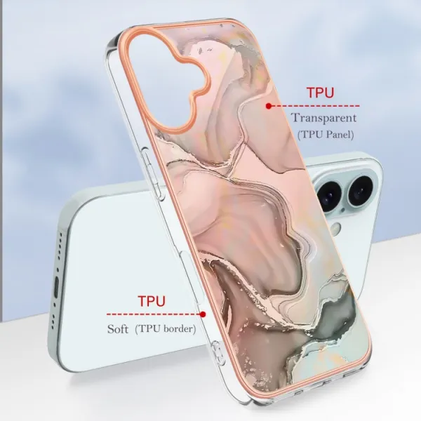 IMD MARBLE Ochranný kryt pre Apple iPhone 16 Plus ROSE GOLD