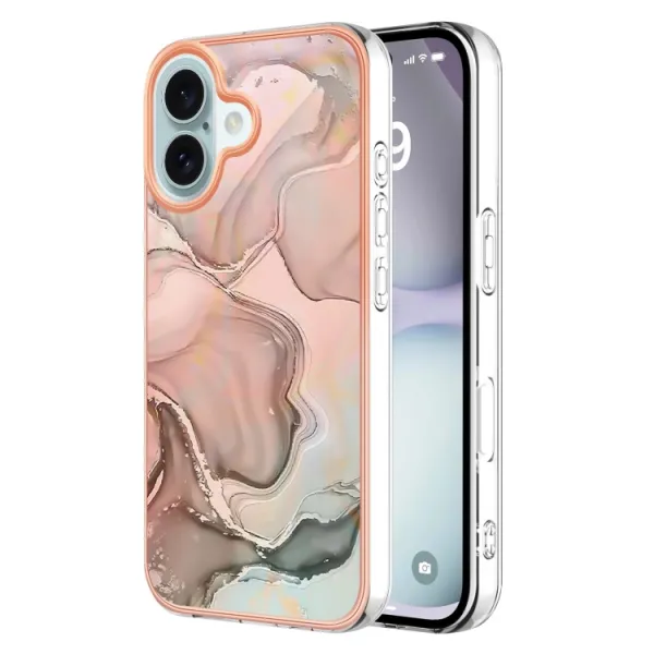IMD MARBLE Ochranný kryt pre Apple iPhone 16 Plus ROSE GOLD