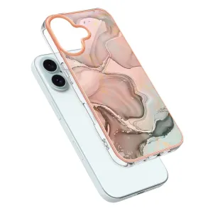 IMD MARBLE Ochranný kryt pre Apple iPhone 16 Plus ROSE GOLD