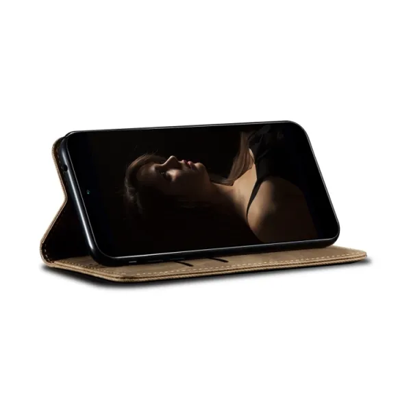DENIM Peňaženkový kryt pre Realme Note 60 šedohnedý