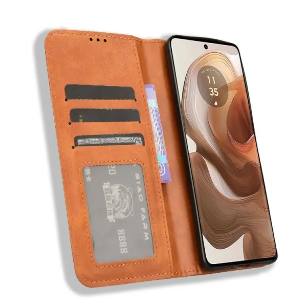 BUSINESS Peňaženkové puzdro pre Motorola Edge 50 Ultra hnedé