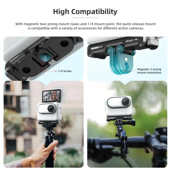 aMAGISN Rýchloupínací magnetický držiak Insta360 GO 3 / Insta360 GO 3S čierny