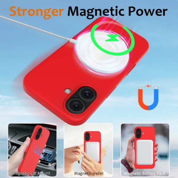 RUBBER MAGSAFE Silikónový kryt pre Apple iPhone 16 Plus červený