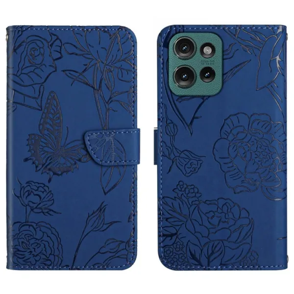 ART BLOSSOM Peňaženkový obal pre Motorola Edge 50 modrý