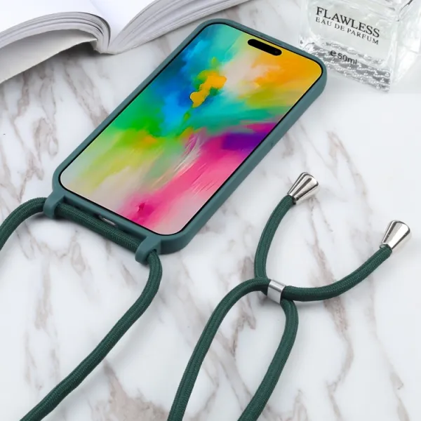 ROPE Kryt so šnúrkou Apple iPhone 16 tmavozelený