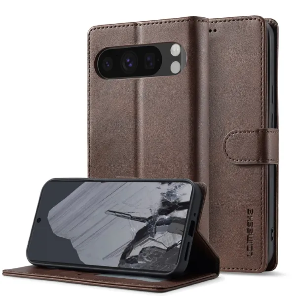 IMEEKE Peňaženkový obal pre Google Pixel 9 Pro XL tmavohnedý