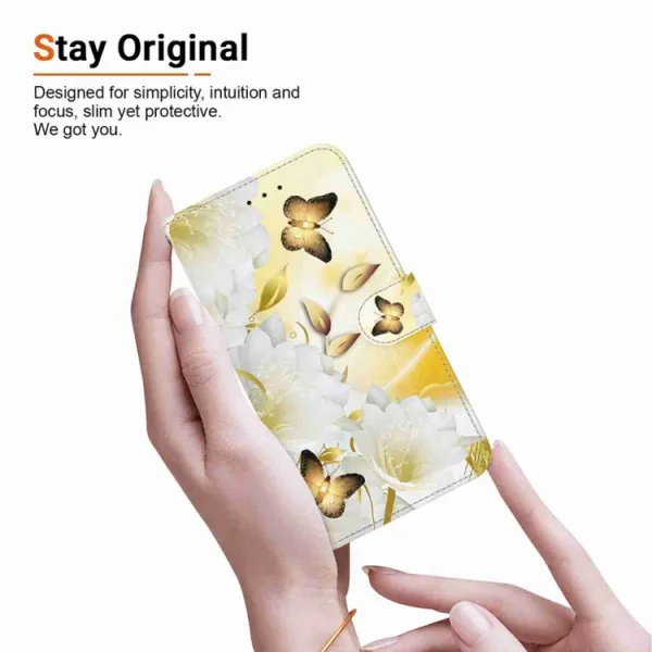 ART Peňaženkový kryt pre Motorola Moto G85 5G GOLD BUTTERFLY