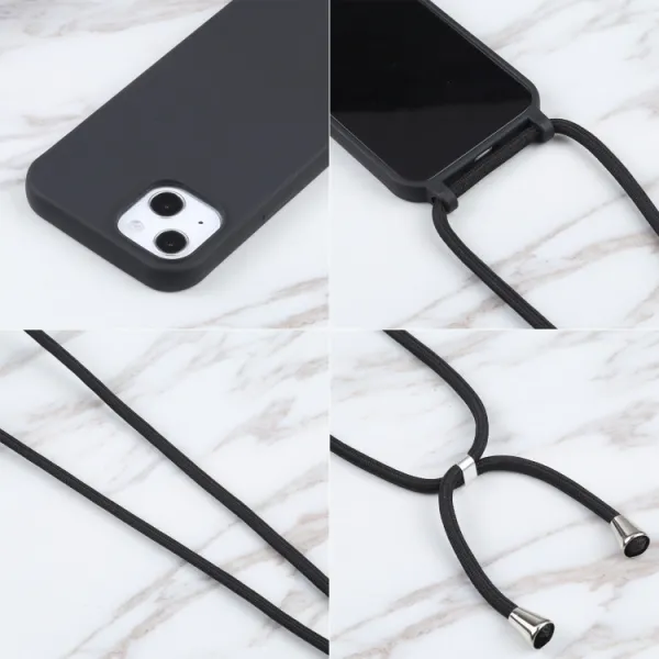 ROPE Kryt so šnúrkou Apple iPhone 16 Plus čierny