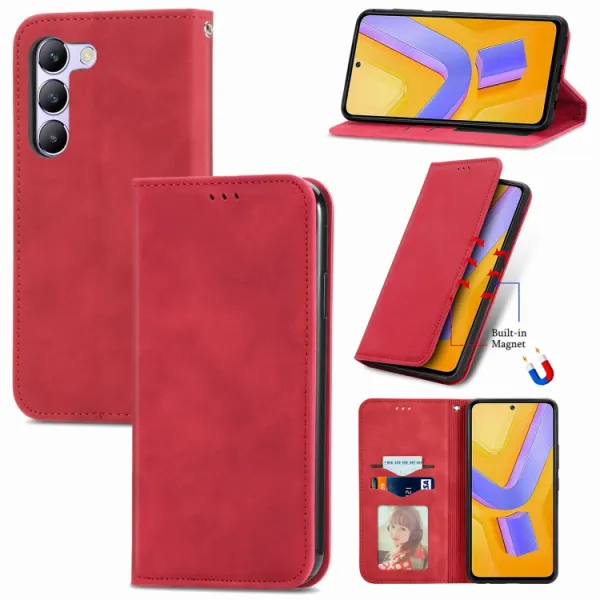 MAGNETIC Zaklápací kryt pre Vivo V40 SE 5G červený