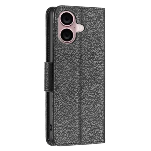 LITCHI Peňaženkové puzdro pre Apple iPhone 16 čierne