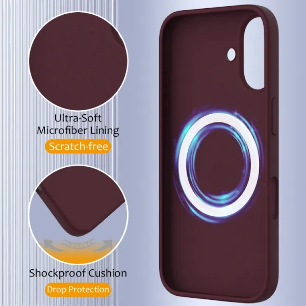 RUBBER MAGSAFE Silikónový kryt pre Apple iPhone 16 bordový