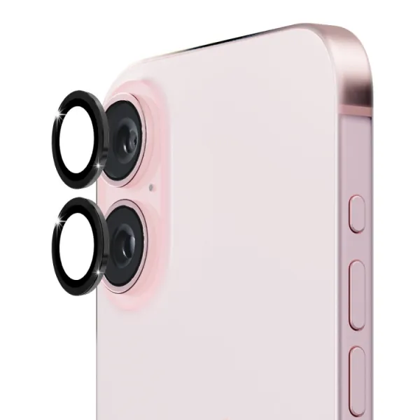 ENKAY ALU Sklo pre fotoaparát Apple iPhone 16 / 16 Plus čierne