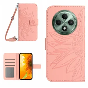 ART SUNFLOWER Peňaženkový obal so šnúrkou pre Oppo Reno12 FS 5G ružový