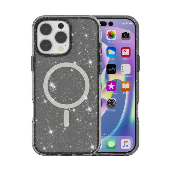 GLITTER MAGSAFE Ochranný kryt pre Apple iPhone 16 Pro Max čierny