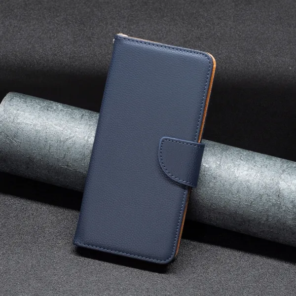 LITCHI Peňaženkové puzdro pre Apple iPhone 16 Pro Max tmavomodré