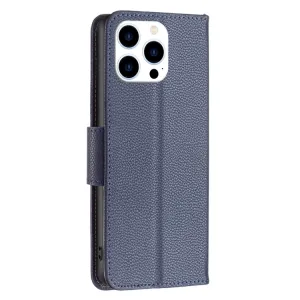 LITCHI Peňaženkové puzdro pre Apple iPhone 16 Pro Max tmavomodré