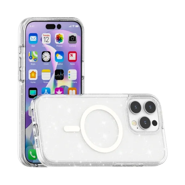 GLITTER MAGSAFE Ochranný kryt pre Apple iPhone 16 Pro Max biely
