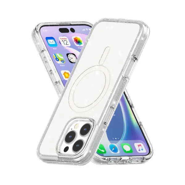 GLITTER MAGSAFE Ochranný kryt pre Apple iPhone 16 Pro Max biely