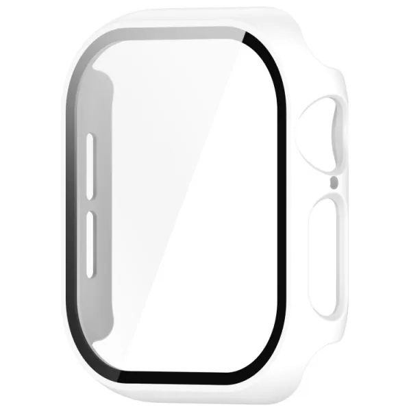 PC FULL COVER Plastový kryt so sklom pre Apple Watch 10 / 11 46mm biely