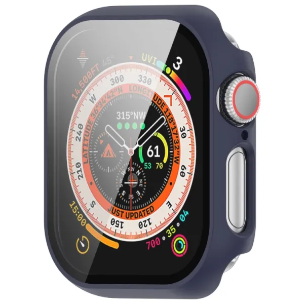 PC FULL COVER Plastový kryt so sklom pre Apple Watch 10 / 11 46mm tmavomodrý