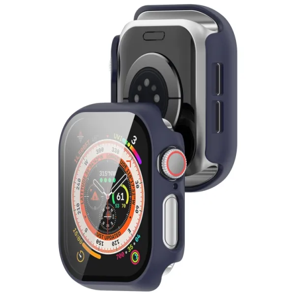 PC FULL COVER Plastový kryt so sklom pre Apple Watch 10 / 11 46mm tmavomodrý