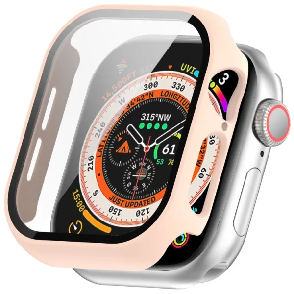 PC FULL COVER Plastový kryt so sklom pre Apple Watch 10 / 11 46mm ružový
