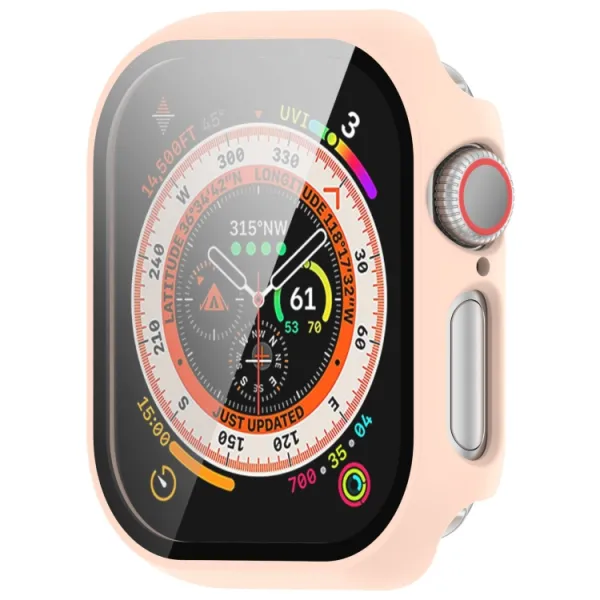 PC FULL COVER Plastový kryt so sklom pre Apple Watch 10 / 11 46mm ružový