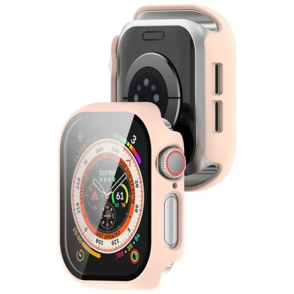 PC FULL COVER Plastový kryt so sklom pre Apple Watch 10 / 11 46mm ružový